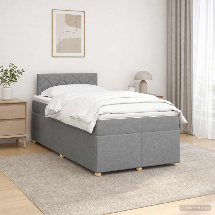 Pat boxspring cu saltea Gri deschis 120 x 200 cm Țesătură WALTI