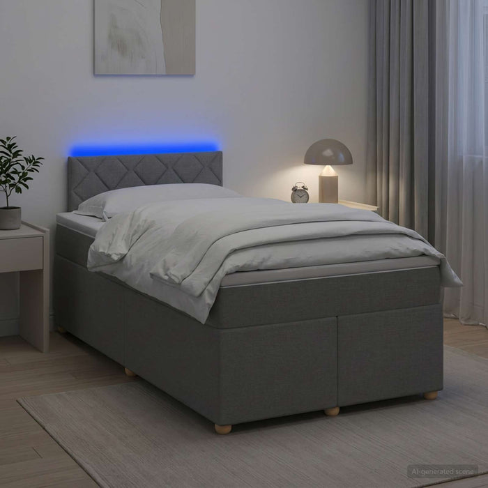 Pat boxspring cu saltea Gri deschis 120 x 200 cm Țesătură WALTI