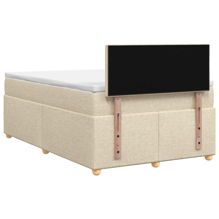 Pat boxspring cu saltea cu benzi LED Crem 120 x 190 cm Țesătură WALTI