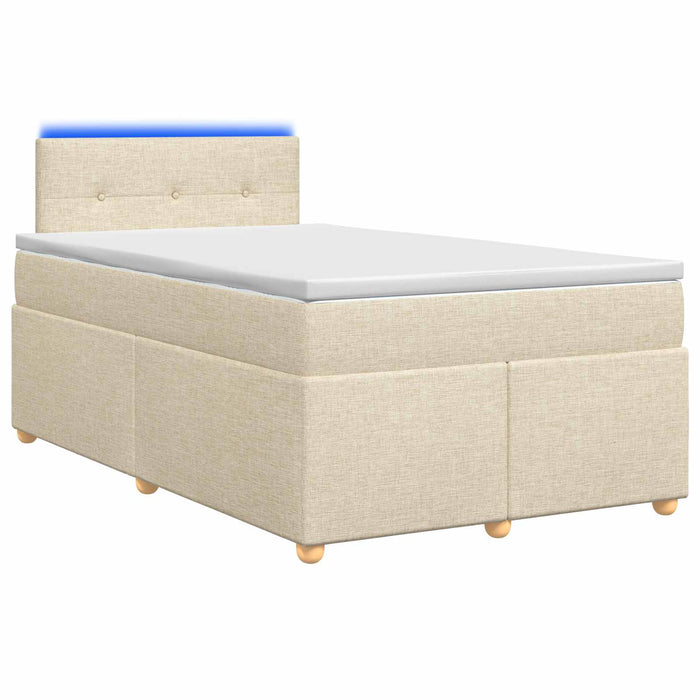 Pat boxspring cu saltea cu benzi LED Crem 120 x 200 cm Țesătură WALTI