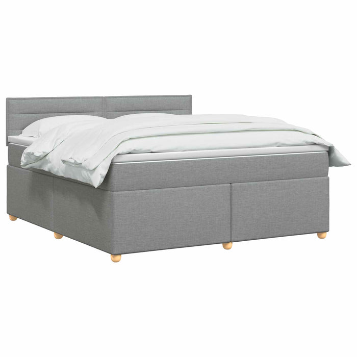 Pat boxspring cu saltea Gri deschis 140 x 190 cm Țesătură WALTI