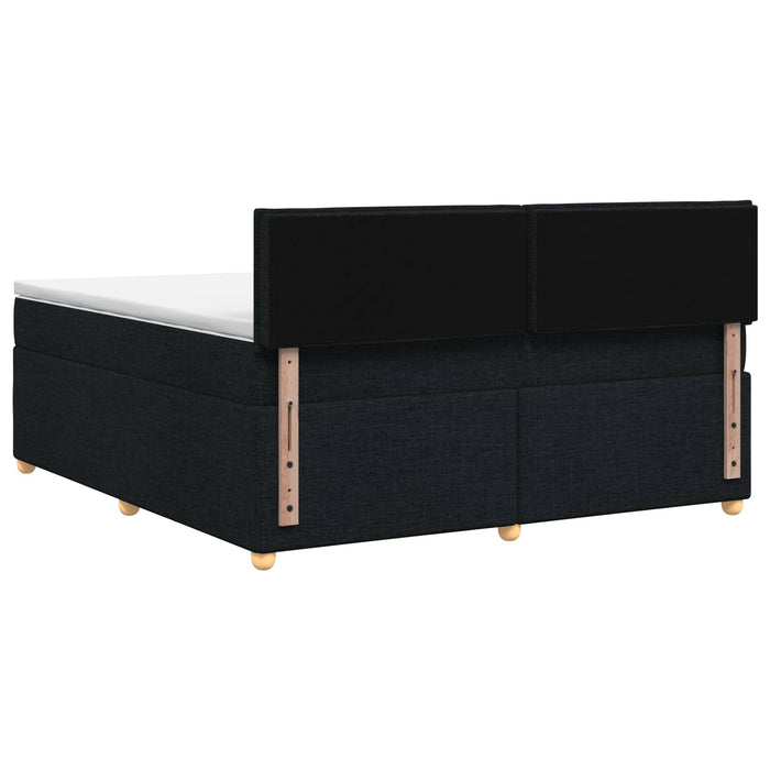 Pat boxspring cu saltea Negru 140 x 190 cm Țesătură WALTI