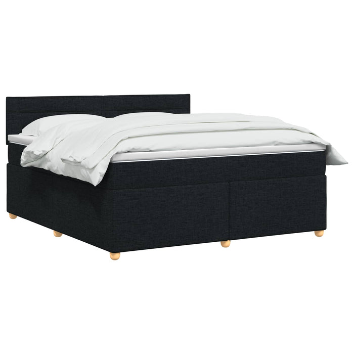 Pat boxspring cu saltea Negru 140 x 190 cm Țesătură WALTI
