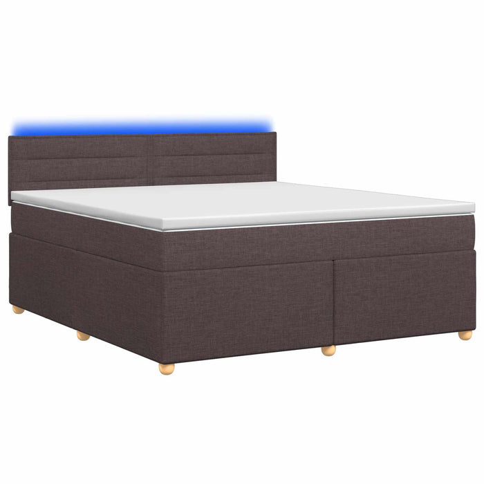 Pat boxspring cu saltea Maro închis 140 x 190 cm Țesătură WALTI