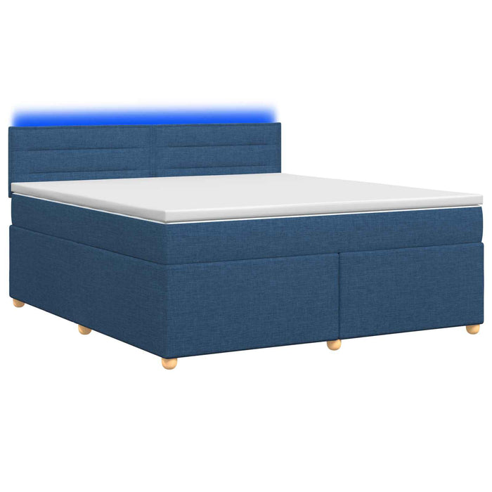 Pat boxspring cu saltea albastru 140 x 190 cm Țesătură WALTI