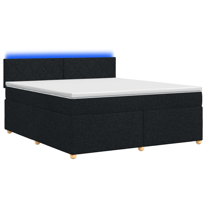 Pat boxspring cu saltea Negru 140 x 190 cm Țesătură WALTI