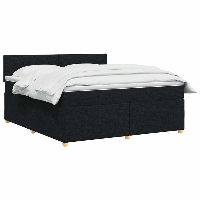 Pat boxspring cu saltea Negru 140 x 190 cm Țesătură WALTI