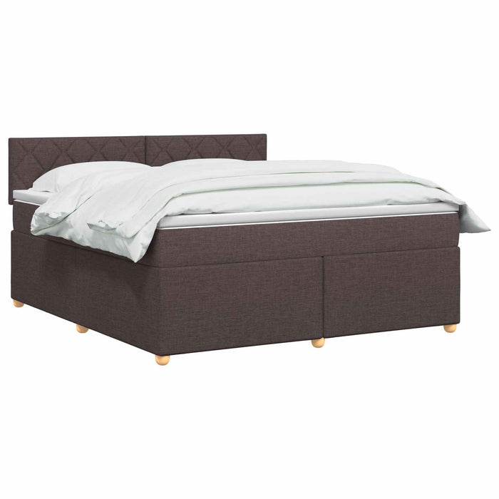Pat boxspring cu saltea Maro închis 140 x 200 cm Țesătură WALTI