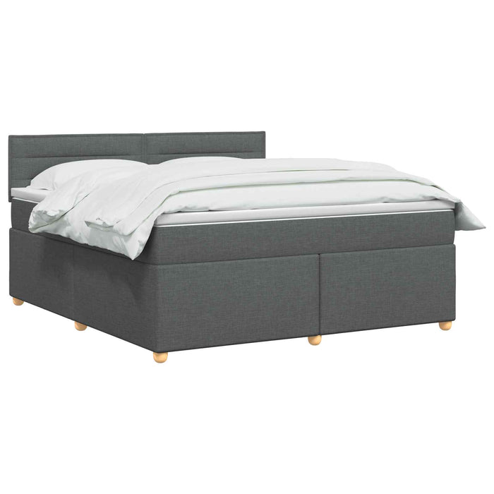 Pat boxspring cu saltea Gri închis 160 x 200 cm Țesătură WALTI
