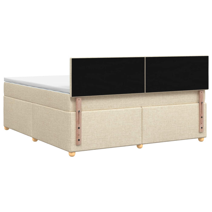 Pat boxspring cu saltea cu benzi LED Crem 160 x 200 cm Țesătură WALTI