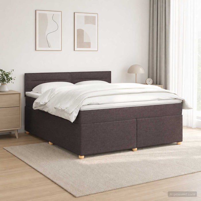 Pat boxspring cu saltea Maro închis 140 x 200 cm Țesătură WALTI