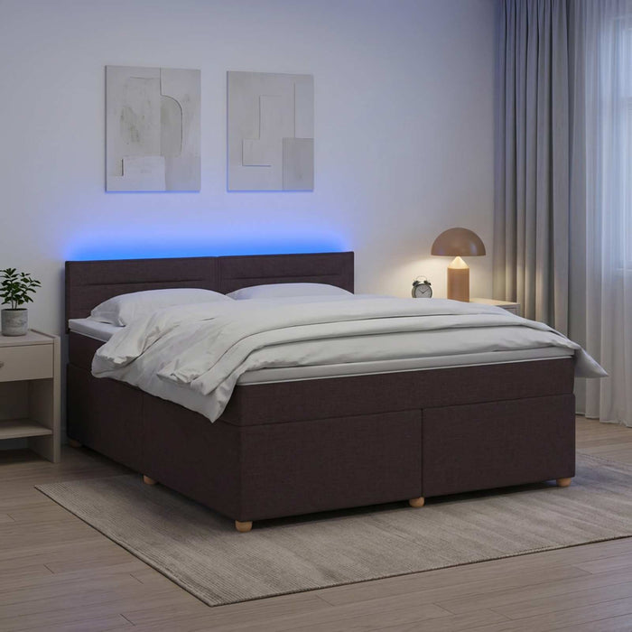 Pat boxspring cu saltea Maro închis 140 x 200 cm Țesătură WALTI
