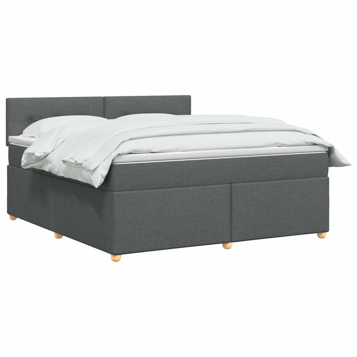 Pat boxspring cu saltea Gri închis 180 x 200 cm Țesătură WALTI