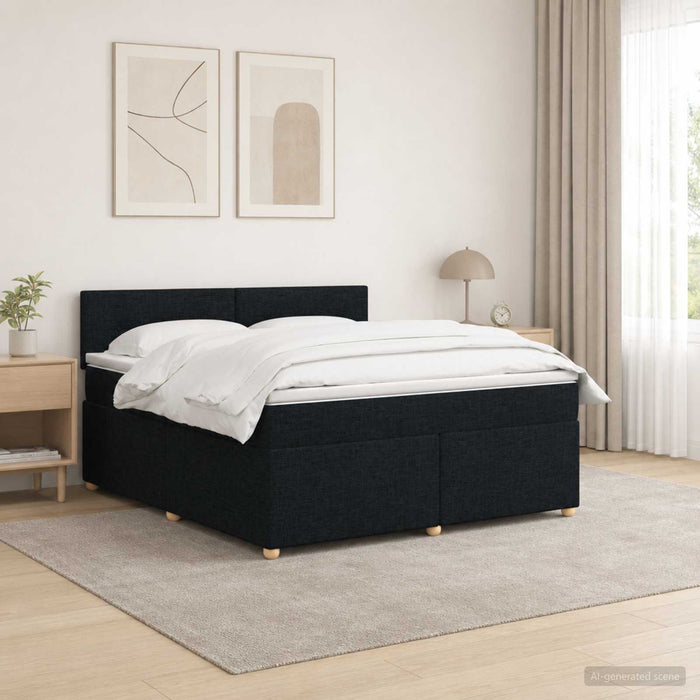 Pat boxspring cu saltea Negru 140 x 190 cm Țesătură - WALTI WALTI