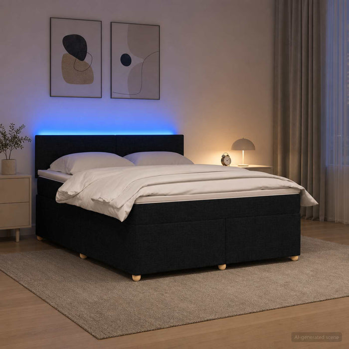 Pat boxspring cu saltea Negru 140 x 190 cm Țesătură - WALTI WALTI