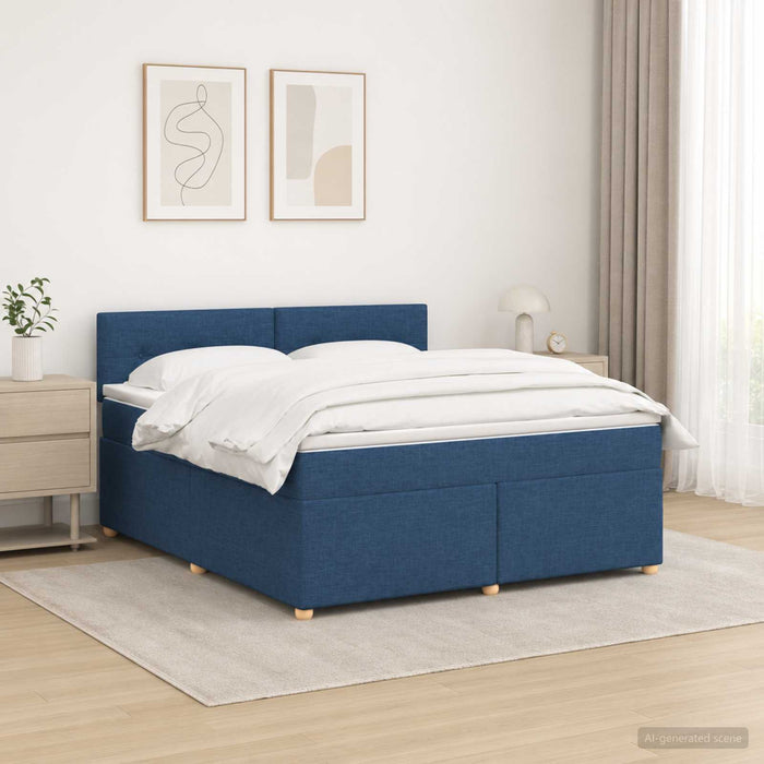 Pat boxspring cu saltea albastru 180 x 200 cm Țesătură - WALTI WALTI