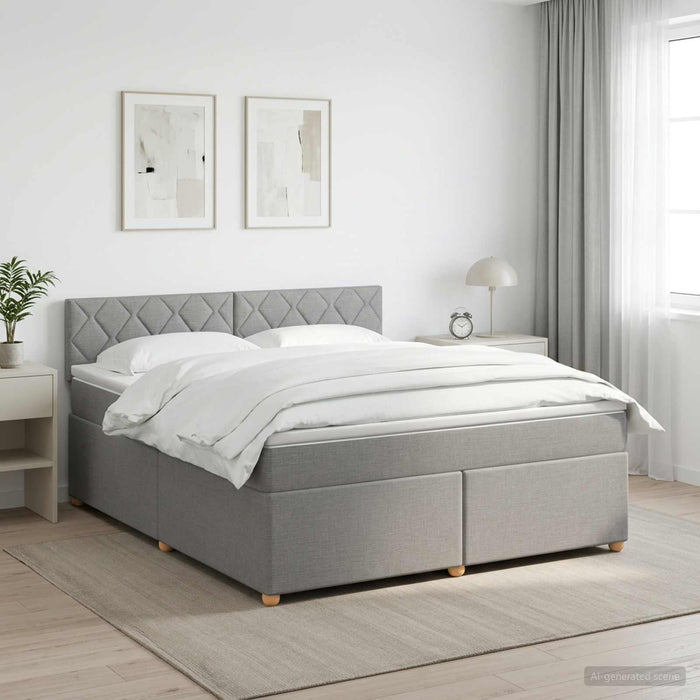 Pat boxspring cu saltea Gri deschis 180 x 200 cm Țesătură WALTI