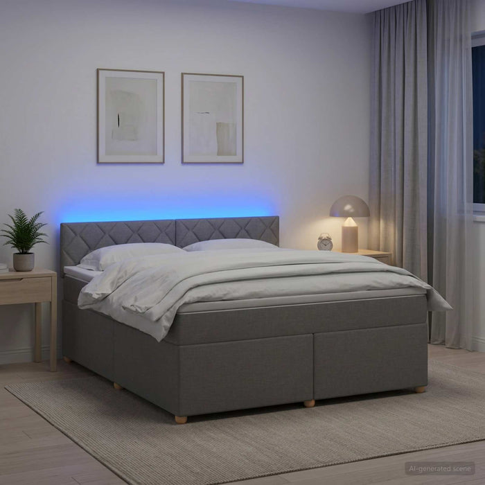 Pat boxspring cu saltea Gri deschis 180 x 200 cm Țesătură WALTI