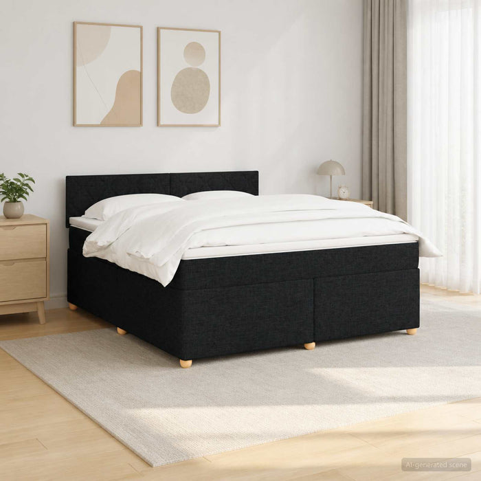 Pat boxspring cu saltea Negru 140 x 190 cm Țesătură WALTI