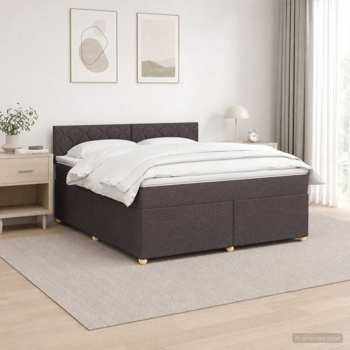 Pat boxspring cu saltea Maro închis 180 x 200 cm Țesătură WALTI