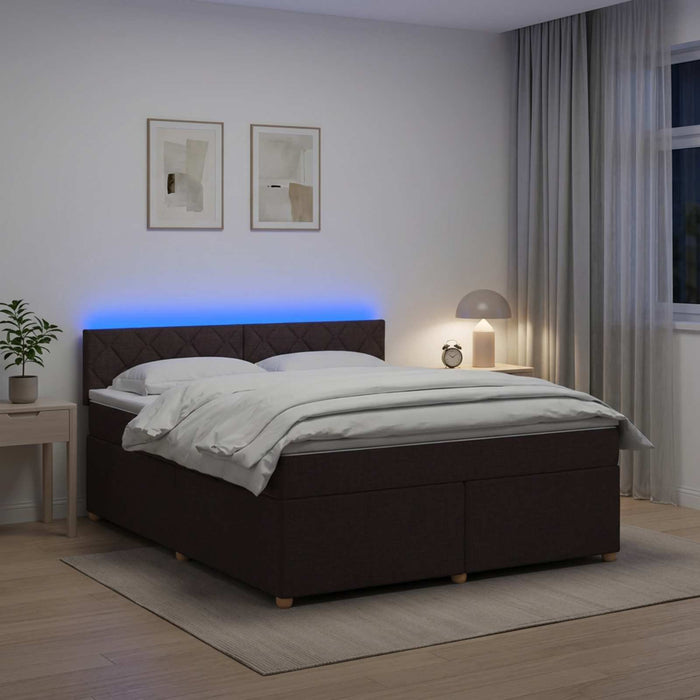Pat boxspring cu saltea Maro închis 140 x 190 cm Țesătură WALTI