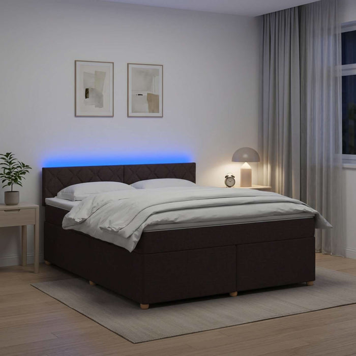 Pat boxspring cu saltea Maro închis 180 x 200 cm Țesătură WALTI