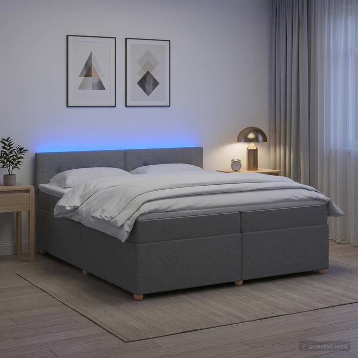 Pat boxspring cu saltea Gri deschis 200 x 200 cm Țesătură - WALTI WALTI