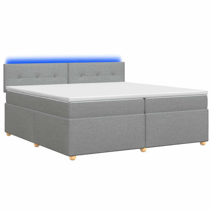 Pat boxspring cu saltea Gri deschis 200 x 200 cm Țesătură - WALTI WALTI