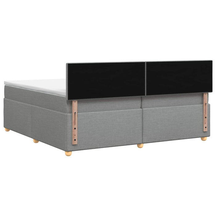 Pat boxspring cu saltea Gri deschis 200 x 200 cm Țesătură - WALTI WALTI