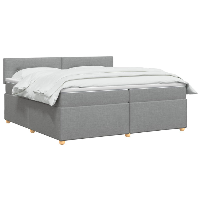 Pat boxspring cu saltea Gri deschis 200 x 200 cm Țesătură - WALTI WALTI