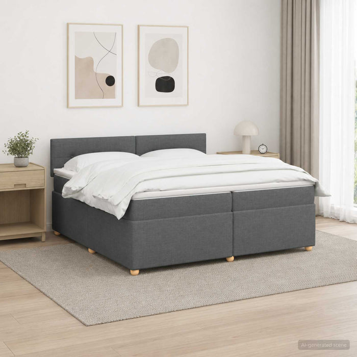 Pat boxspring cu saltea Gri închis 200 x 200 cm Țesătură - WALTI WALTI