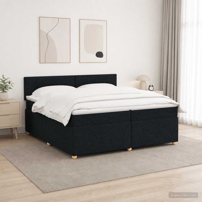 Pat boxspring cu saltea Negru 200 x 200 cm Țesătură - WALTI WALTI