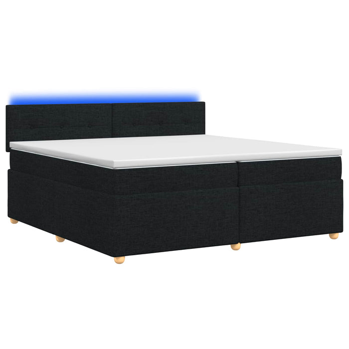 Pat boxspring cu saltea Negru 200 x 200 cm Țesătură - WALTI WALTI
