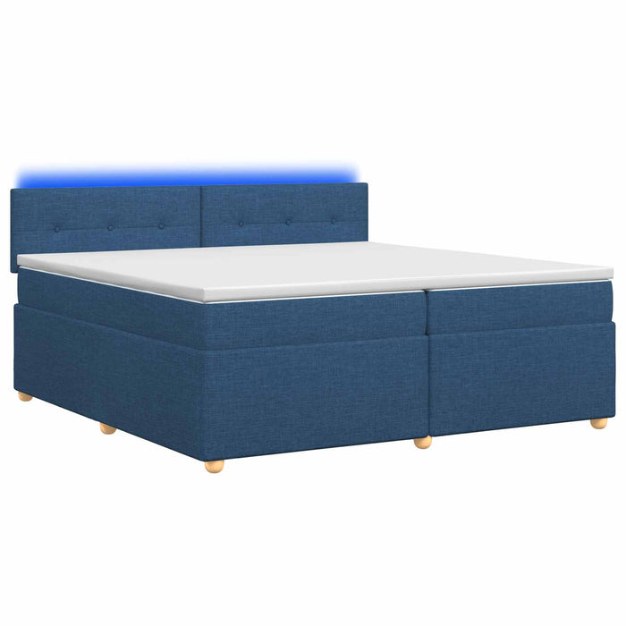 Pat boxspring cu saltea albastru 200 x 200 cm Țesătură WALTI