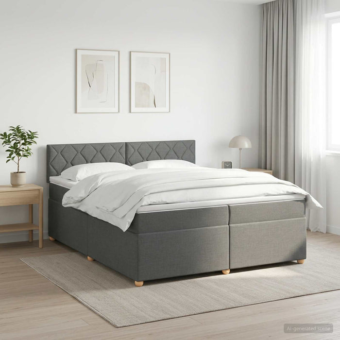 Pat boxspring cu saltea Gri închis 200 x 200 cm Țesătură - WALTI WALTI