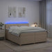 Pat boxspring cu saltea cu benzi LED Crem 200 x 200 cm Țesătură - WALTI WALTI