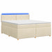 Pat boxspring cu saltea cu benzi LED Crem 200 x 200 cm Țesătură - WALTI WALTI