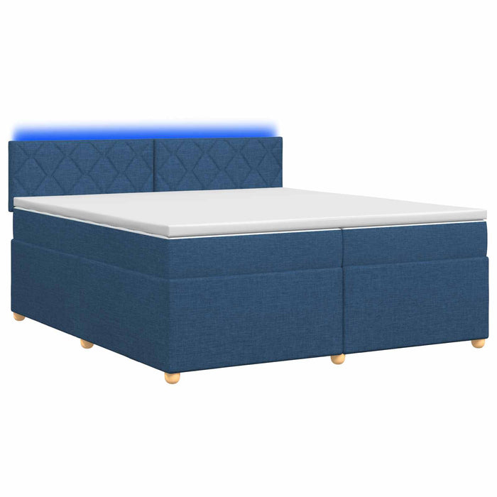 Pat boxspring cu saltea albastru 200 x 200 cm Țesătură WALTI
