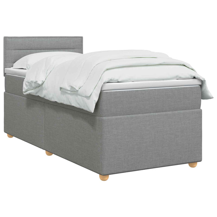 Pat box spring cu saltea și LED Gri deschis 90 x 190 cm WALTI