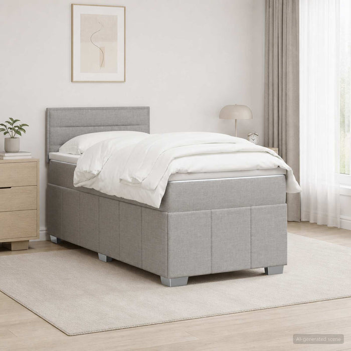 Pat boxspring cu saltea Gri deschis 90 x 200 cm Țesătură - WALTI WALTI