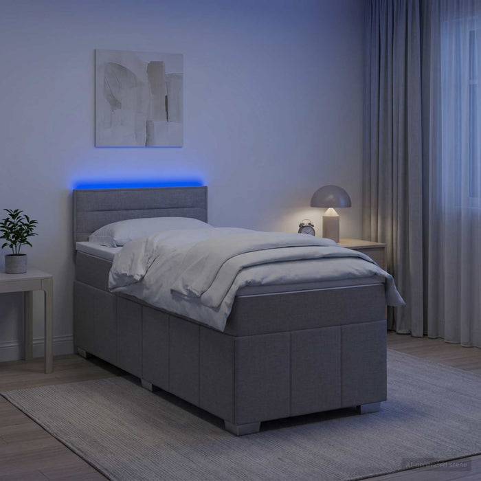 Pat boxspring cu saltea Gri deschis 100 x 200 cm Țesătură - WALTI WALTI