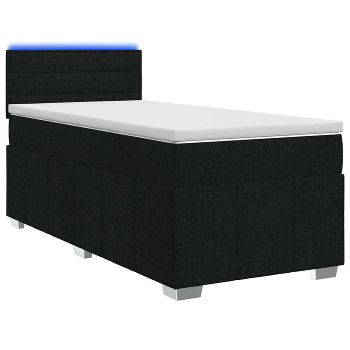 Pat boxspring cu saltea cu benzi LED Negru 80 x 200 cm Țesătură WALTI