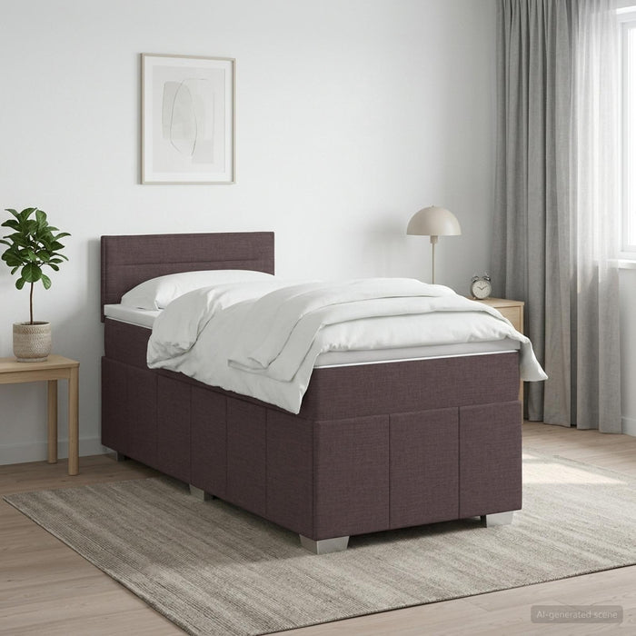 Pat boxspring cu saltea Maro închis 100 x 200 cm Țesătură - WALTI WALTI