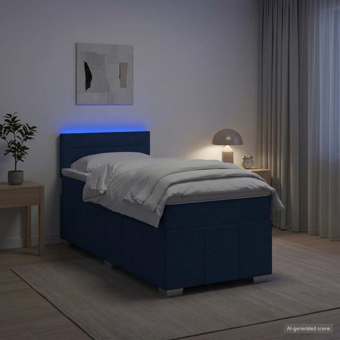 Pat boxspring cu saltea albastru 90 x 200 cm Țesătură - WALTI WALTI