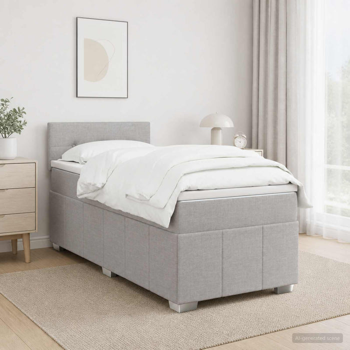 Pat boxspring cu saltea Gri deschis 100 x 200 cm Țesătură WALTI
