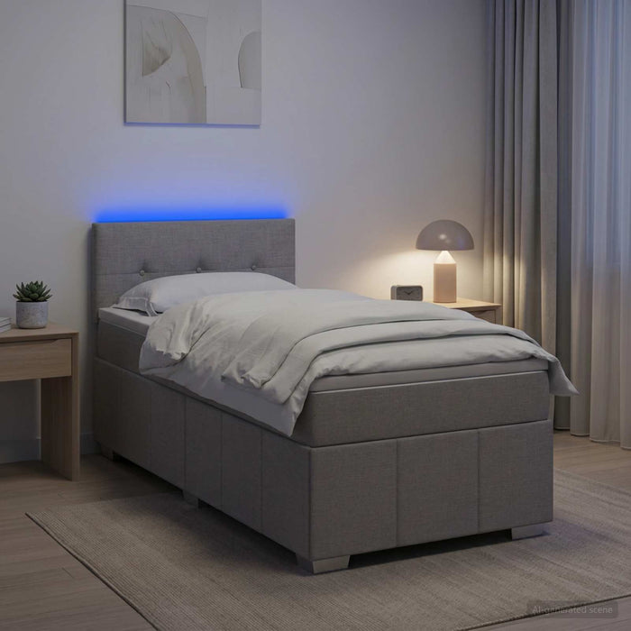 Pat boxspring cu saltea Gri deschis 100 x 200 cm Țesătură WALTI