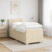 Pat boxspring cu saltea cu benzi LED Crem 90 x 200 cm Țesătură - WALTI WALTI