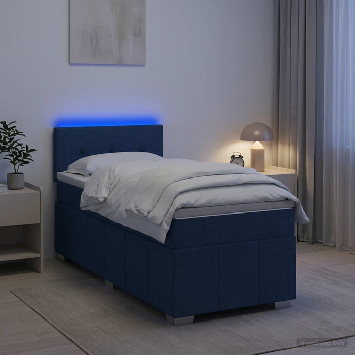 Pat boxspring cu saltea albastru 100 x 200 cm Țesătură - WALTI WALTI