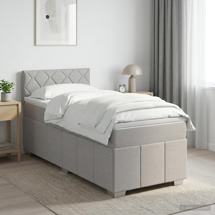 Pat boxspring cu saltea Gri deschis 100 x 200 cm Țesătură WALTI