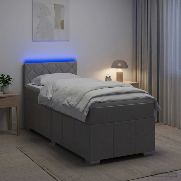 Pat boxspring cu saltea Gri deschis 100 x 200 cm Țesătură WALTI